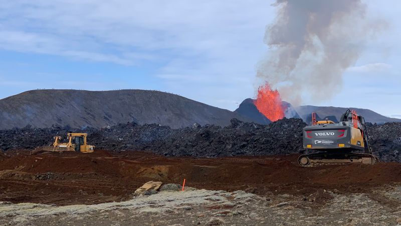 Bau der Verteidigungsanlagen in Nátthaga im Jahr 2021.