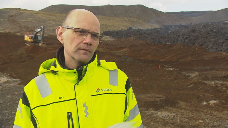 Ari Guðmundsson, Bereichsleiter bei Verkís.  Verteidigungsgärten oberhalb von Nátthaga 2021.